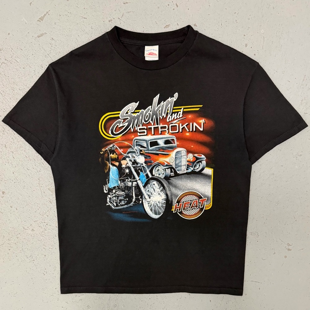 Vintage 2000s Smokin’ And Strokin’ Rare Hot Rod Biker T Shirt Large